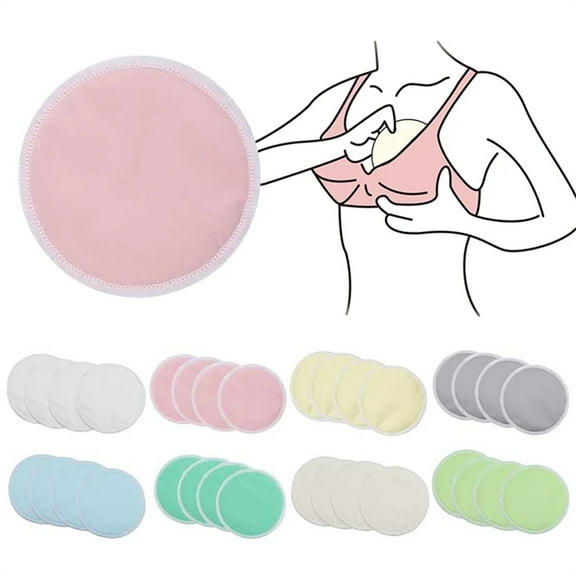 Nursing Breast Pads, 14 Pack Reusable Washable Nursing Pads for Breastfeeding Maternity, Absorbent Nipple Pads, Random Color,4.7''