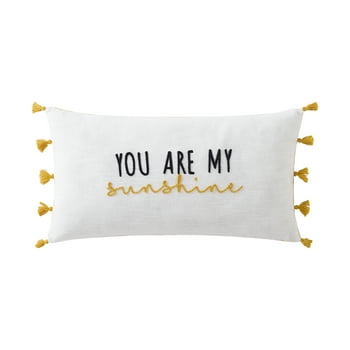Mainstays, You Are My Sunshine Decorative Pillow, Oblong, 12" x 22", Multi, 1 Piece