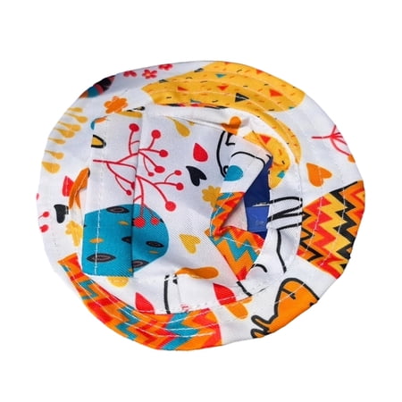 Dog Sun Hat Outdoor Pet Bucket Cap with Ear Holes and Adjustable Strap Lightweight Summer Visor Hat for Chihuahuas Schnauzers Colorful Size Medium