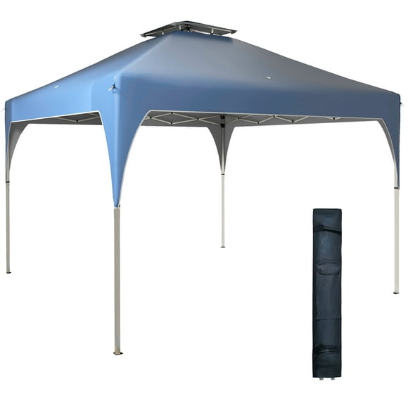 Outsunny 10'x10' Pop Up Canopy with 2 Tier Vented Roof Carrying Bag Blue