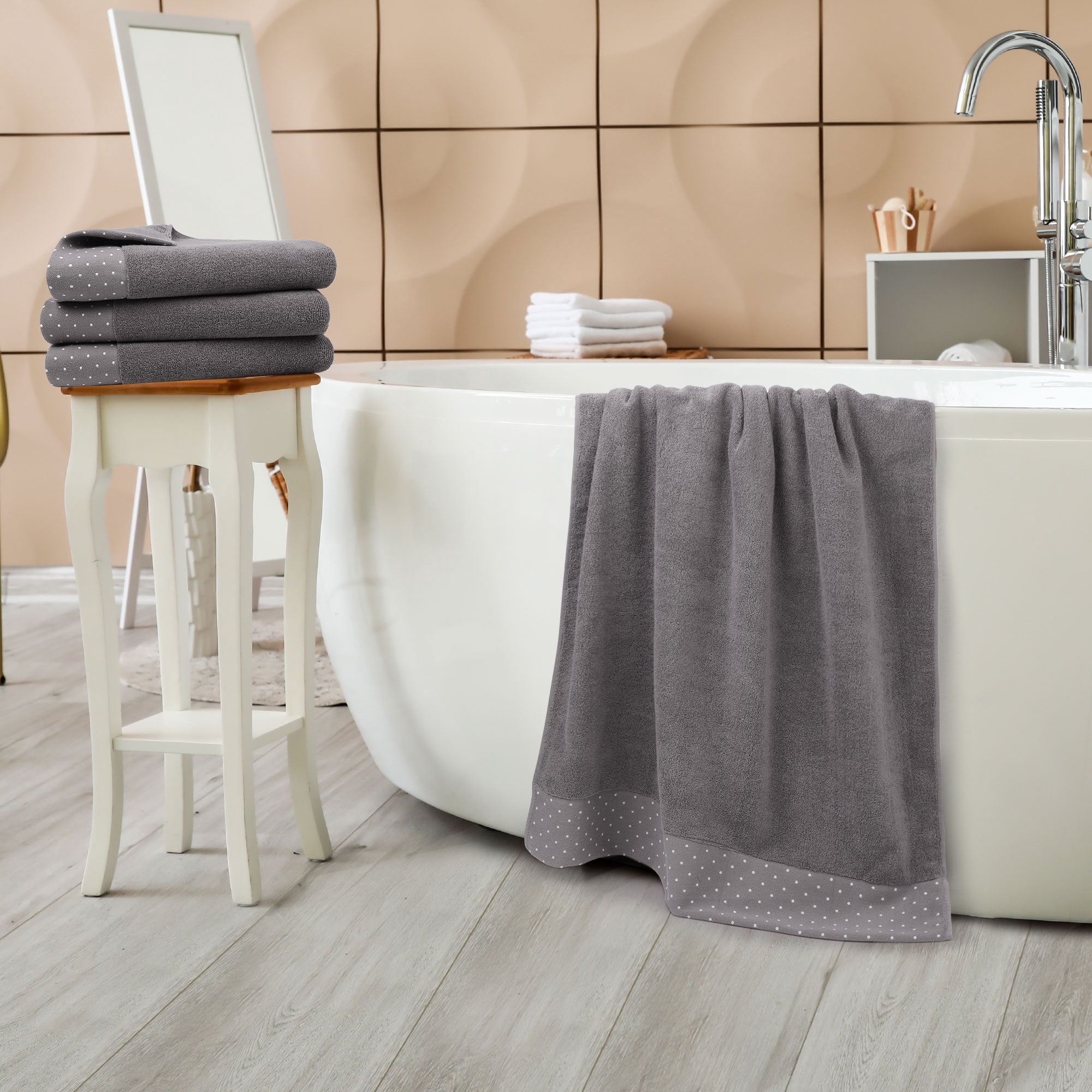 Unique Bargains Hand Towel Set 27" x 54" Soft 100% Combed Cotton 600 GSM Luxury Towels 4 Taupe Gray