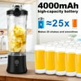 thumbnail image 2 of TINANA Portable Blender for Smoothies, 20oz Small Personal Blender with Travel Lid, USB Rechargeable, Single Serve Fruit Mixer for Kitchen, Black, 2 of 7