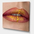 thumbnail image 3 of Designart ' Woman Lips Close-Up With Red Lipstick, Gold Paint ' Modern Canvas Wall Art Print, 3 of 4