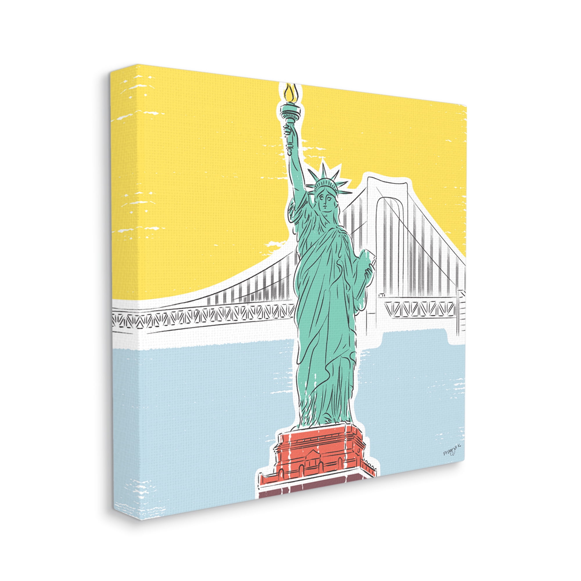 Stupell Industries Statue of Liberty Portrait Travel & Places Painting Gallery Wrapped Canvas Art Print Wall Art, 24 x 24