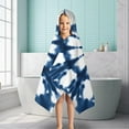 thumbnail image 6 of Blue Tie Dye Star Pattern Hooded Bath Towel，50"x30" for Ages 3 To 12 Kids, Quick Dry Lightweight Soft Microfiber Hood Beach Towel Cover Up for Kids, 6 of 7