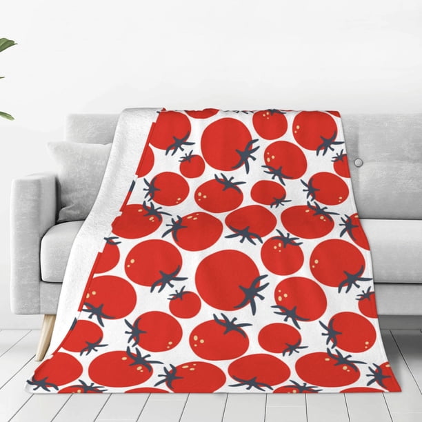 Fotbe Hand Drawn Tomatoes Manta de Franela Acolchonada con Estampado, Súper Suave y Esponjosa, Extra Grande para Sofá, Cama, Uso Todo el Año-80"x60"