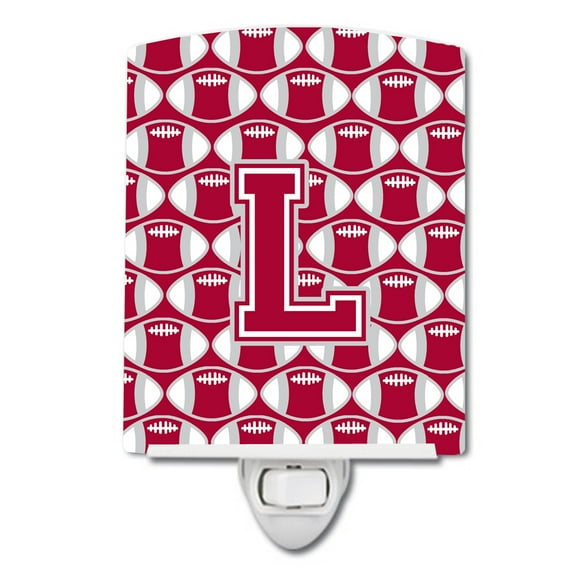 Letter L Football Crimson, grey and white Ceramic Night Light