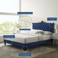 thumbnail image 2 of Platform Bed Frame, Nailhead, Queen Size, Blue Navy, Velvet, Modern Contemporary, Bedroom Master Guest Suite Room, 2 of 10