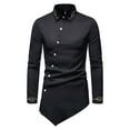 thumbnail image 3 of DDAPJ pyju Men's Embroidered Dress Shirt Asymmetric Hem Long Sleeve Button Down Shirts Tuxedo Suit Shirt Black S, 3 of 5