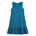 thumbnail image 3 of Makaor Ruffle Dresses for Women A Line Peplum Mini Dresses Plus Size Sleeveless Dress Polka Dot Crew Neck Lounge Dress Blue 2XL, 3 of 5