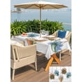 thumbnail image 5 of Outdoor Tablecloths with Umbrella Hole & Zipper, Spring Floral Rectangle Tablecloth 60x120 Inch, Wooden Elegant Pastoral Flowers Waterproof Table Cloth, Patio/Pool/Picnic Table Covers, 5 of 8
