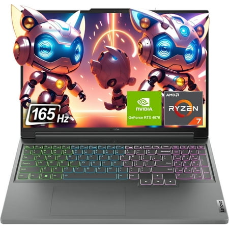 Lenovo Legion Slim 5 Gen 9 Laptop, AMD Ryzen 7 8845HS, 16" WQXGA Display, 32 GB DDR5 RAM, 2 TB PCIe SSD, NVIDIA GeForce RTX 4070, Backlit Keyboard, Windows 11 Home, Grey