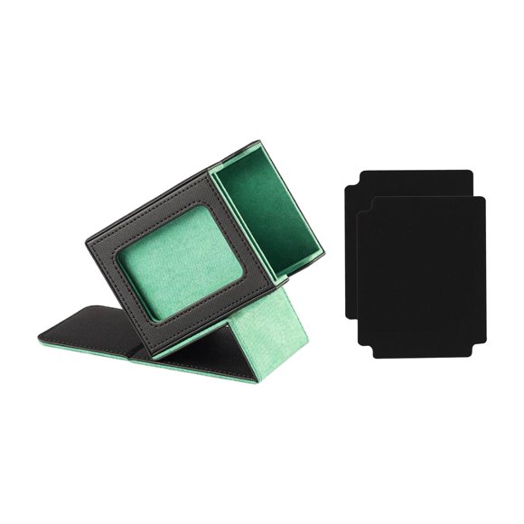 Yinanstore Card Deck Box Card Storage Box Premium PU Leather Container Gaming Card Holder for 100+ Sleeved Cards, for Collectible Cards Black Green