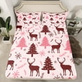 thumbnail image 2 of Manfei Girly Pink Tree Twin Sheet Sets, Christmas Deer Snowflake Twin Fitted Sheet, Teen Boy Girl Kid Flat Sheet, Lightweight Room Decor, 3-Piece, 2 of 7