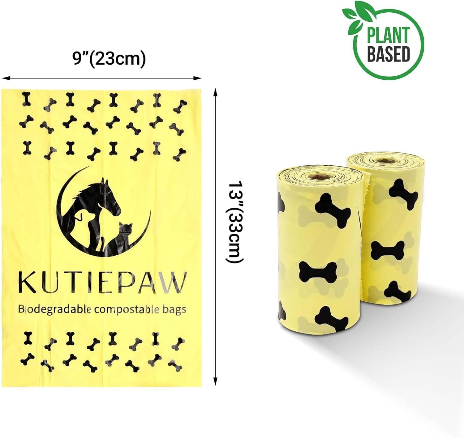 Kutiepaw Dog Poop Bags - 300 Count, Lemon-Scented Biodegradable & Compostable Waste Bags, Extra Thick & Leak-Proof for Eco-Friendly Walks