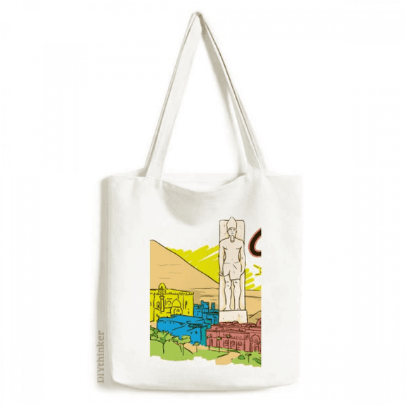 Ancient Egypt Decorative City Pattern Tote Canvas Bag Shopping Satchel Casual Handbag