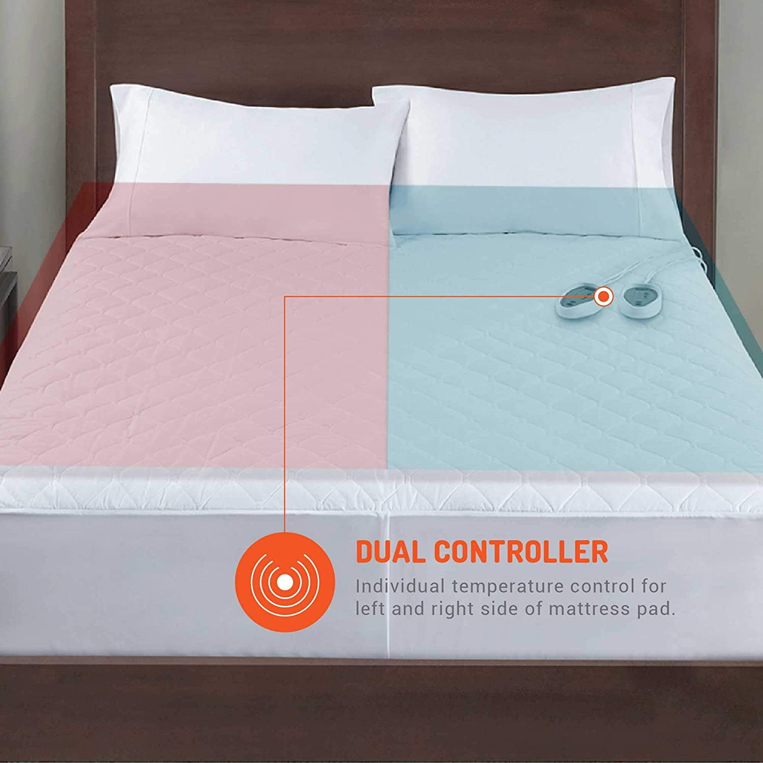 Dual Control California King Heated Mattress Pad | Electric Bed Warmer W/ Adjustable  Zone Heating | Fit Up to 15 Inch | 12.5ft Long Cord - Walmart.com