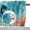thumbnail image 6 of Ocean Mermaid Valance Curtain for Windows Shadow Coral Seabed Watercolor Style Rod Pocket Curtain Valances Short Window Treatments Panels for Kitchen Bathroom Laundry Room Basement 42 x 18 Inch, 6 of 9