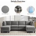 thumbnail image 5 of Howcool Cloud Couch Modular Sectional Sofa, 6 Seat 120" U Shaped Convertible Couch with Removable Back & Seat Cushions,Thick Cushions and 2 Storage Ottomans for Living Room, Dark Gray, 5 of 9