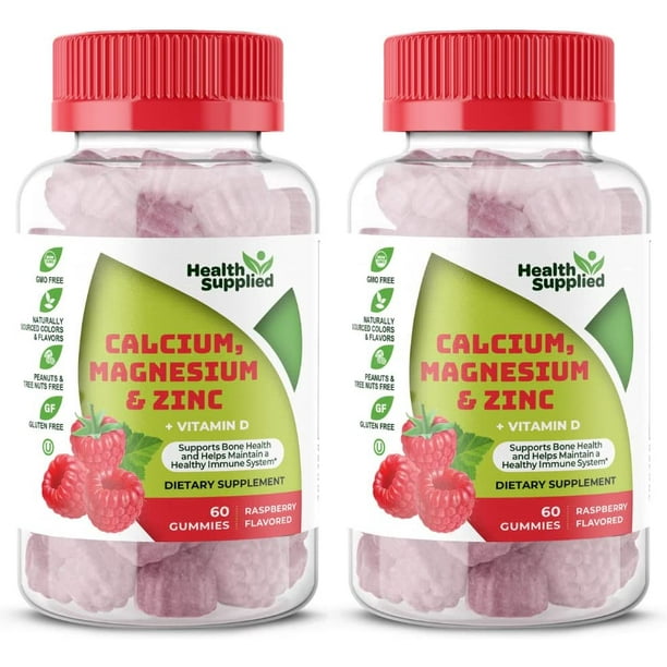 Health Supplied Calcium Magnesium & Zinc + Vitamin D Gummies 2 Pack