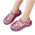 thumbnail image 5 of BOBOGOJP Toddler Girls Jelly Sandals Soft Rubber Sole Closed Toe Summer Shoes Mary Jane Dress Princess Flat Wine for 13.5, 5 of 8