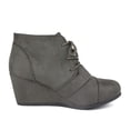 thumbnail image 2 of Botas DREAM PAIRS Tomson para mujer, grises con cordones y cuña, talla 7.5 US, 2 of 6