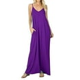 thumbnail image 1 of Robe d'Été Décontractée pour Femme à Bretelles, Col en V, Sans Manches, Fluide, avec Poches, Ample, Longue, Maxi, Robe de Plage, Robe Soleil, 1 of 3