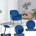 thumbnail image 3 of Modern Velvet Accent Chair with Metal Legs - Blue, 3 of 10