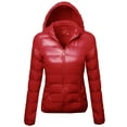 thumbnail image 1 of FashionOutfit Women's Casual Basic Solid Comfortable Light Weight Poly Fill Hood Jacket, 1 of 1
