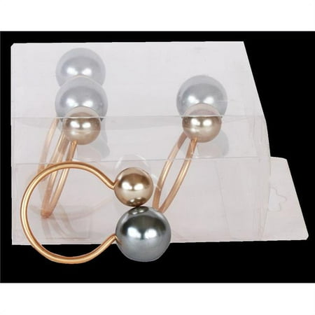 

Gold & Two Tone Pearls Napkin Ring in PVC Box Set of 4