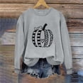 thumbnail image 5 of ZunFeo Womens Gray Crew Neck Pumpkin Graphic Sweatshirt Long Sleeve Fall Pullover for Hall-oween Thanksgiving,Size M, 5 of 6
