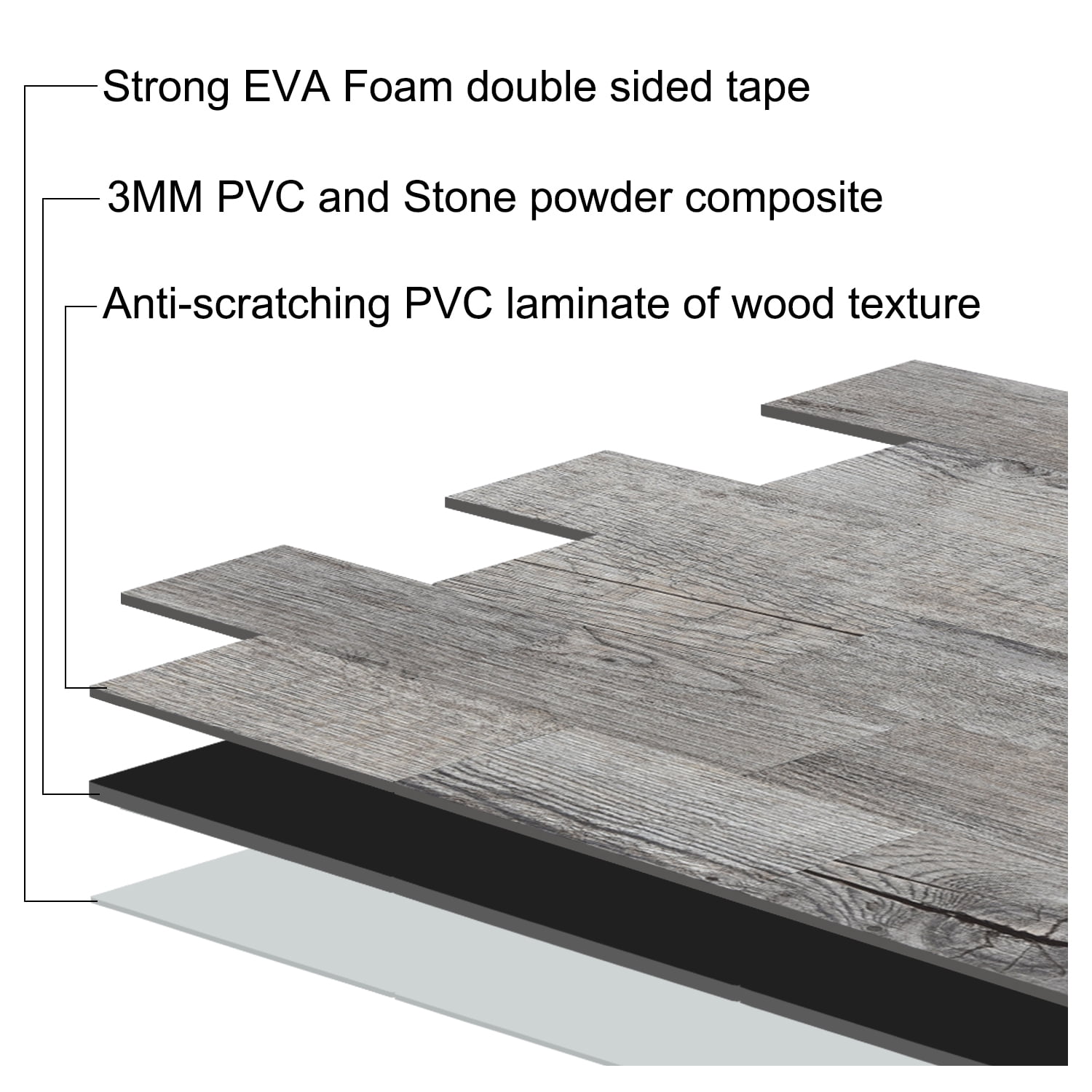 Art3d 11.5" x 11.4" Peel and Stick Backsplash Tile PVC Composite Laminate Material tile in Suva Gray(10-Pack)