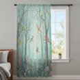thumbnail image 4 of Watercolor Forest Birds Sheer Curtains 84 Inches Long, Green Trees Seasonal Floral Light Filering Curtains, Breathable Simi Curtain Privacy Drapes for Living Room Bedroom Lightweight Window Treatment, 4 of 9