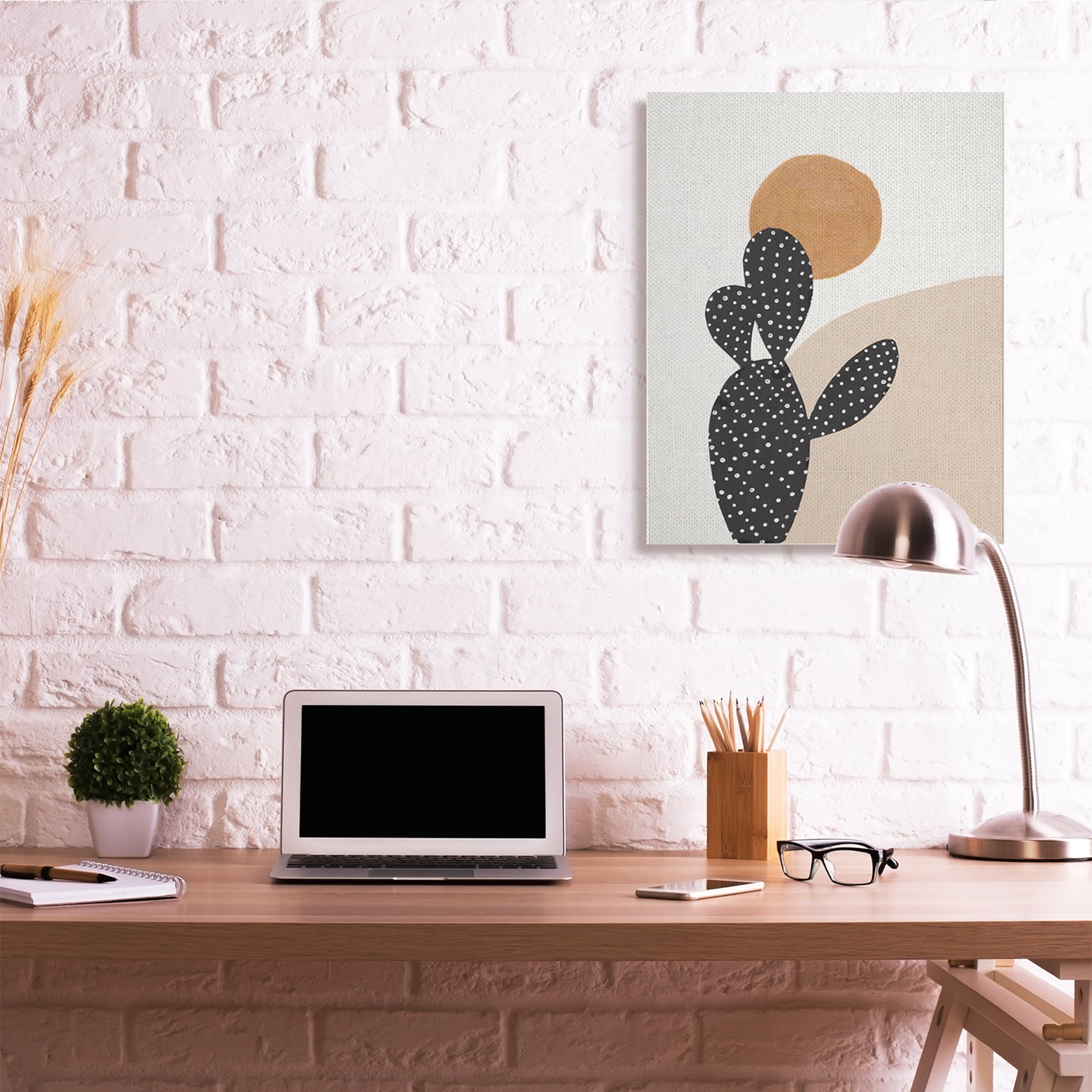 Stupell Industries Prickly Pear Terracotta Abstract Landscape Desert Sun Abstract Painting Gallery Wrapped Canvas Art Print Wall Art, 30 x 40