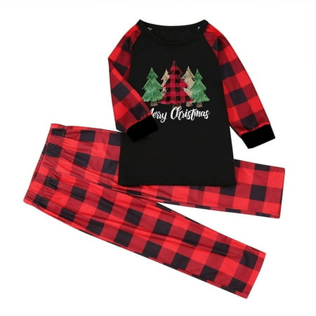 

TZNBGO Microfiber Cloth Christmas Baby Kids Child Printed Top+Pants Family Matching Pajamas Set