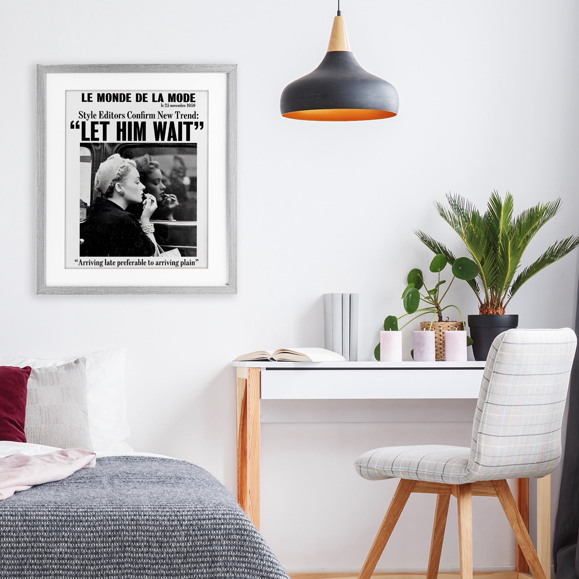 Stupell Industries Let Him Wait Advice Gray Framed Print Under Glass, design by Annabelle Hall