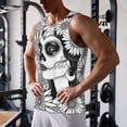 thumbnail image 5 of Pofeuu Floral Sugar Skull Portrait Print Men's Workout Tank Tops Sleeveless Muscle Gym Shirt Quick Dry-3X-Large, 5 of 7