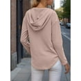 thumbnail image 5 of Weardear Womens Sweatshirts Lightweight Hoodie Fall V Neck Long Sleeve Pullover Sweaters with Front Patch Pocket, 5 of 6