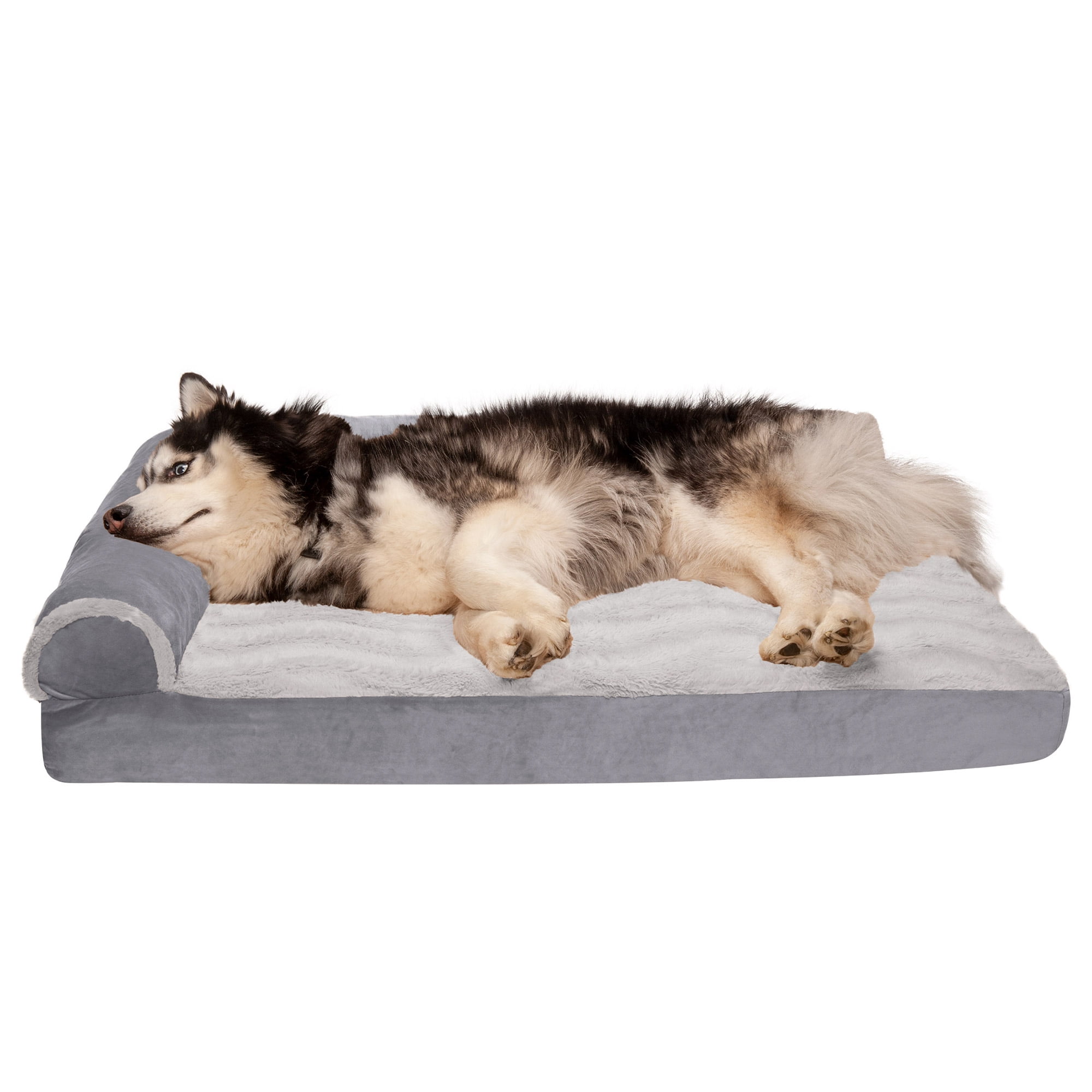 FurHaven Pet Products Dog Bed, Deluxe Orthopedic Wave Fur & Velvet L