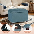 thumbnail image 5 of 24'' Ottoman with Storage, Upholstered Storage Ottoman Stool, Linen Fabric Cube Footstools Small, Hinged Foot Rest Stool for Living Room Bedroom, Lake Blue, 5 of 15