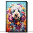 thumbnail image 2 of Thuan Poodle Dog Flower Art Print Canvas, Wall art Painting Decor, Puppy Pop Art Home Decor Artwork For Bedroom Living Room Bathroom Decor, Puppies Colorful Photo, 2 of 6