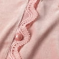 thumbnail image 2 of Xfvqtps Pajamas Set for Women Top and Pant Velvet Lace Open Front with Pearl Button Solid Color V Neck Long Sleeves Cozy Soft House Wear Casual Warm Winter Loungewear Pink, 2 of 9
