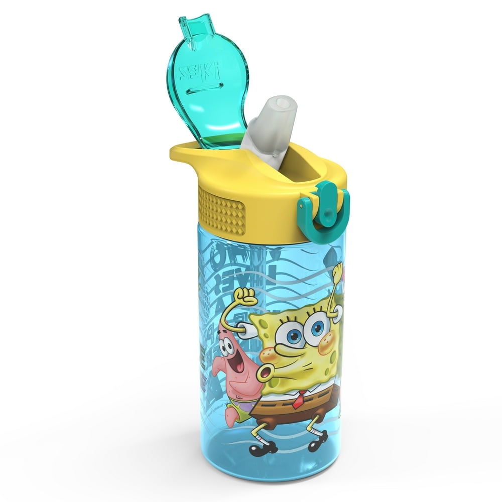 Zak Designs 16 Oz. Blue SpongeBob Plastic Water Bottle with Screw Cap
