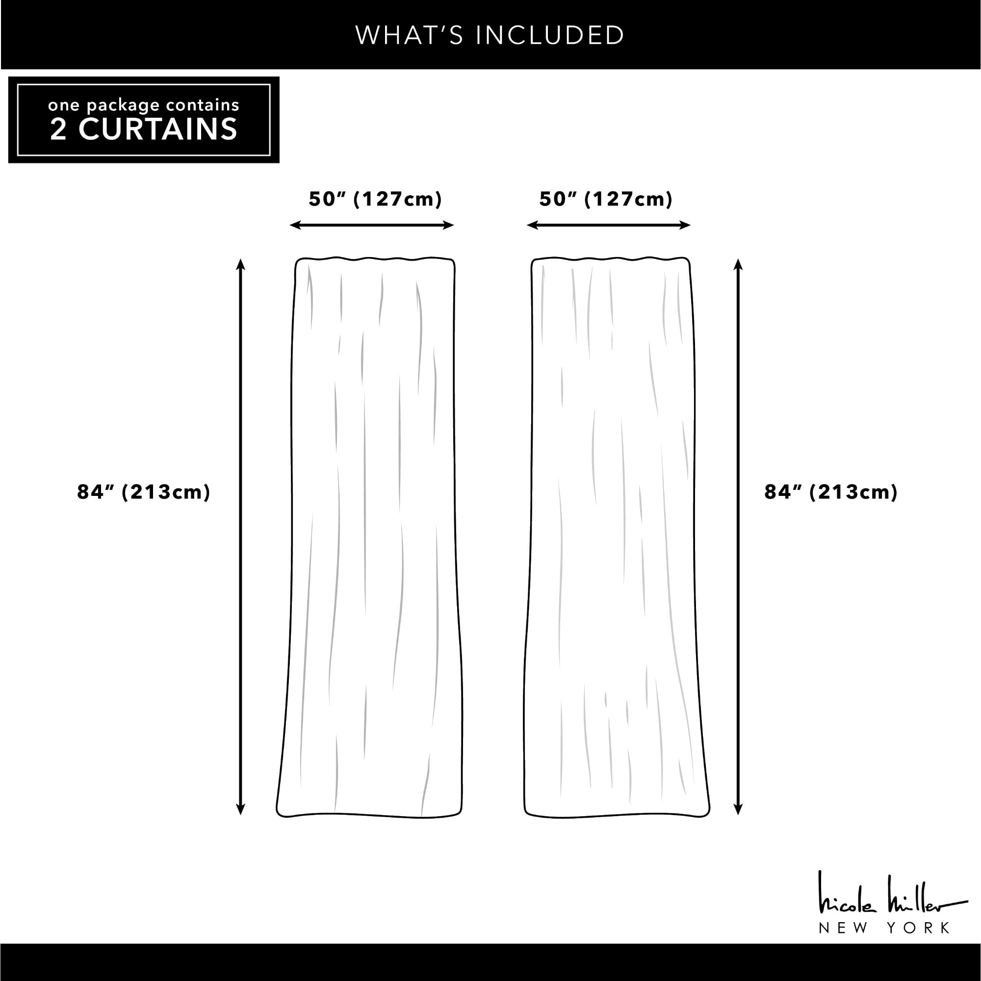 Nicole Miller Belfry Sheer Rod Pocket Top Curtain Panel Pair, 50x84, Silver