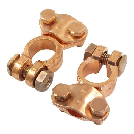 Car Replacement Brass Angle Type Battery Terminals Copper Tone 2 Pcs 