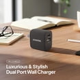 thumbnail image 2 of Powertek 20W USB-C PD + USB-A Dual Port Wall Charger, Carbon Design, Grey, 2 of 7