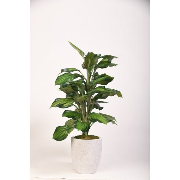 D & W Silks 42" Hosta Plant in Round White Planter