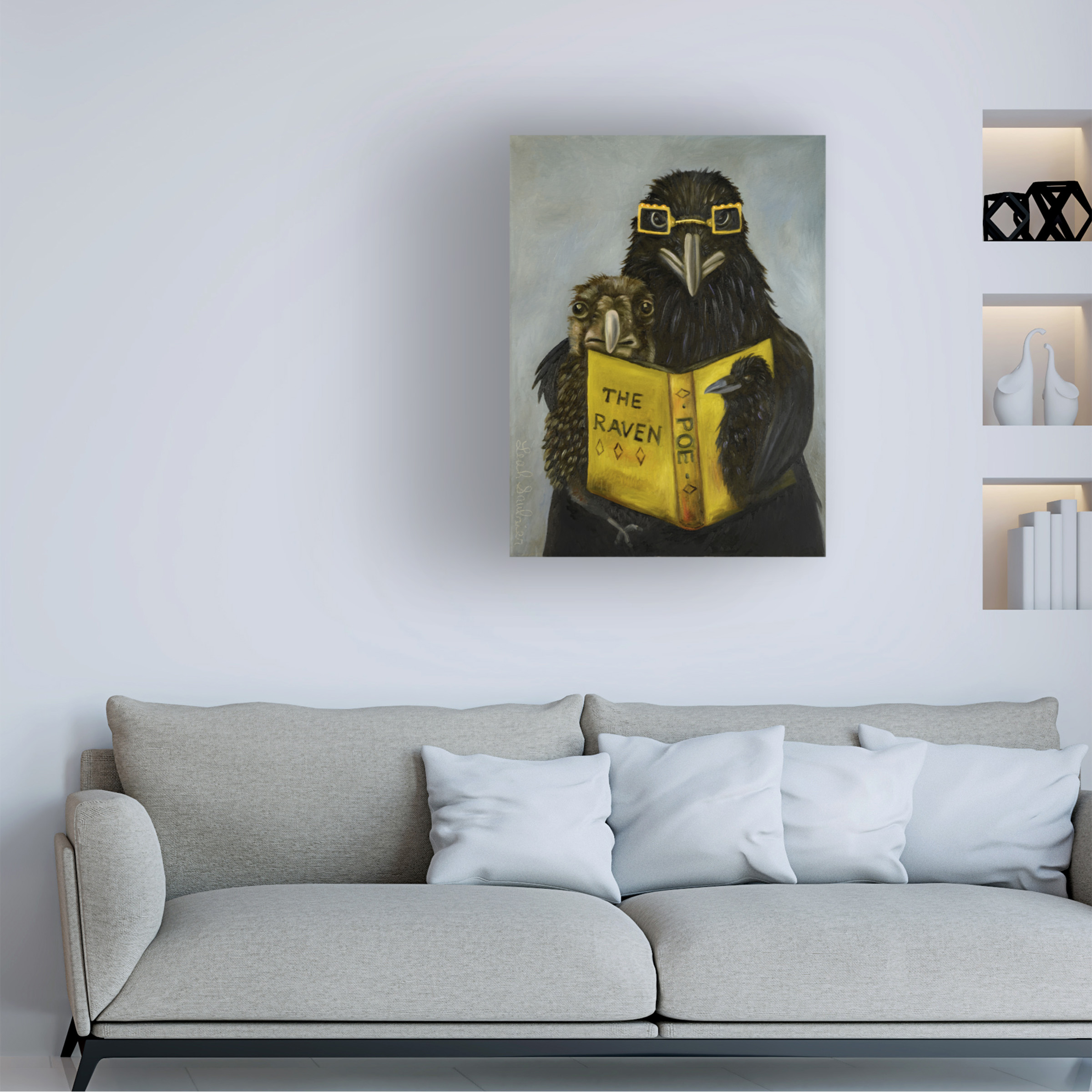 Trademark Fine Art 'Ravens Read' Canvas Art by Leah Saulnier