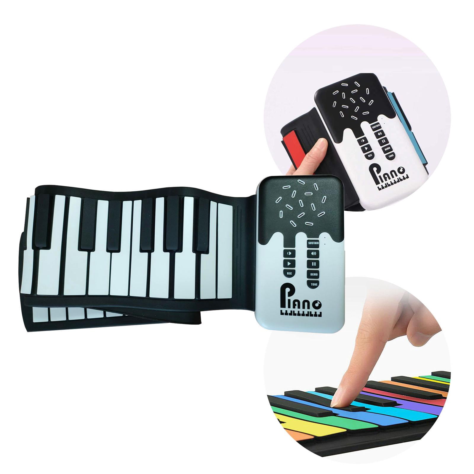 LeeQinersw Roll up Piano Roll Out Electronic Piano Keyboard Rechargeable Lightweight Sturdy black white keys