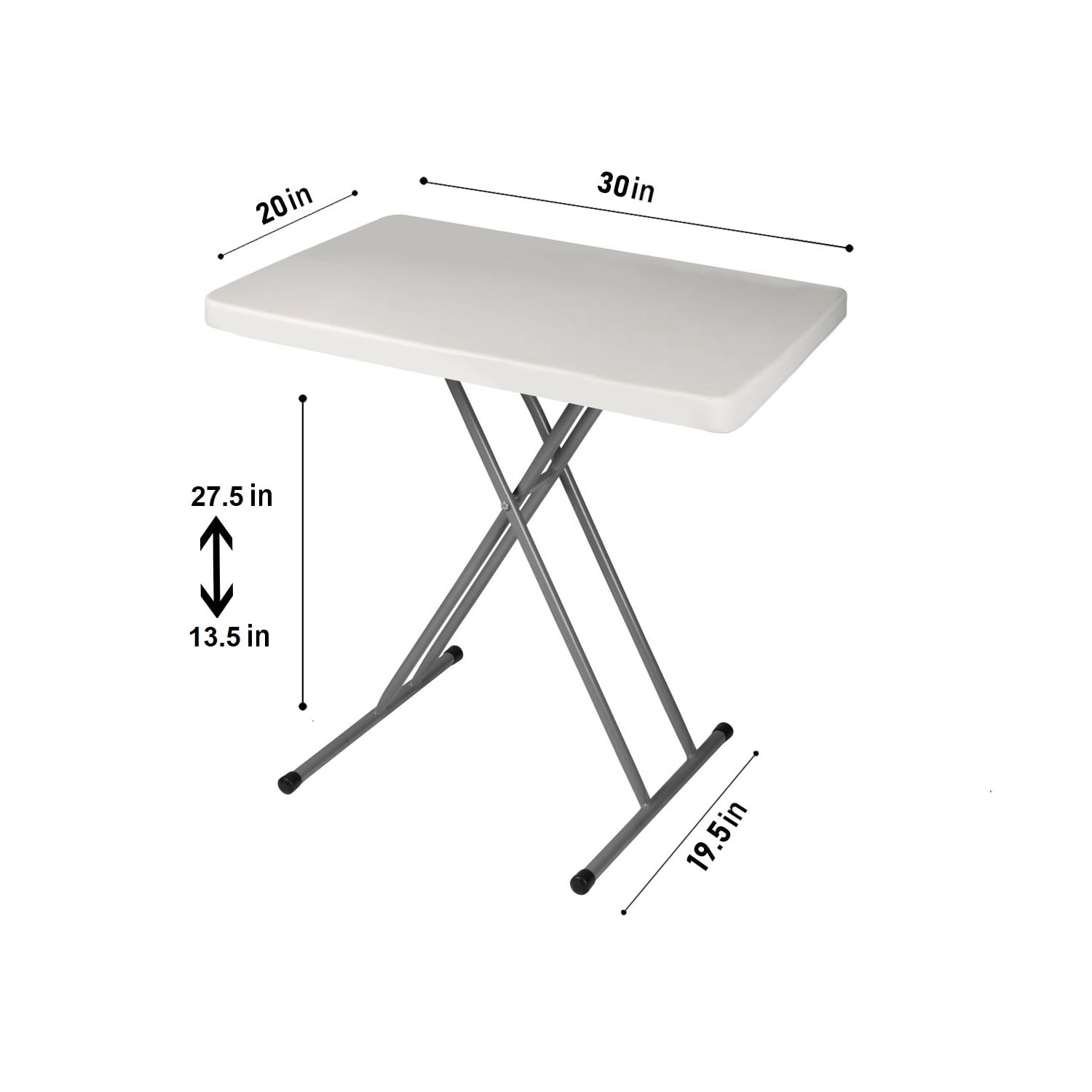 Hampden Furnishings Baldwin 13"-28" Personal Height Adjustable Folding Table, Plastic/Steel, Grey